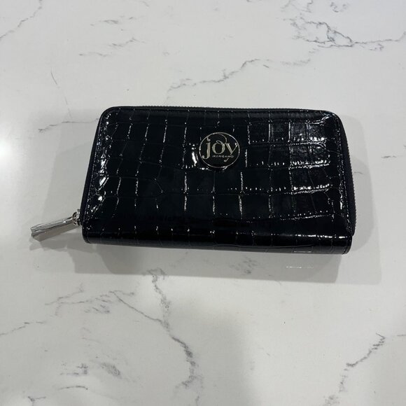 JOY E Lite Croco Couture Embossed Multi-Pocket Wallet with RFID Blocking, BLACK - Picture 5 of 6